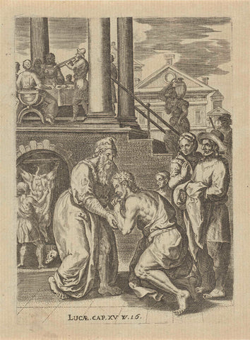 The Prodigal Son comes home, Abraham de Bruyn, 1583 Canvas Print