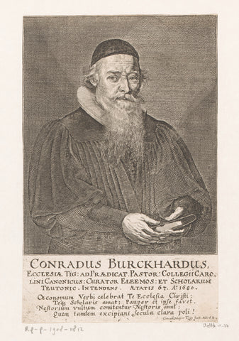 Portrait of Hans Conrad Burkhard at 67-jarge age, Conrad Meyer, 1680 Canvas Print