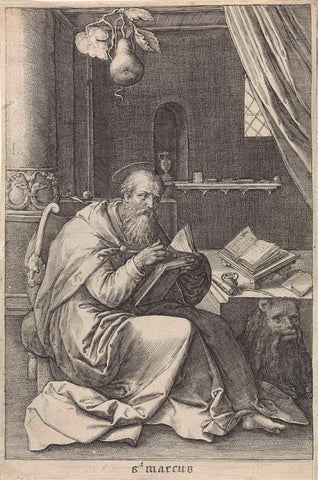 Evangelist Marcus, Crispijn van de Passe (I), 1574 - 1637 Canvas Print