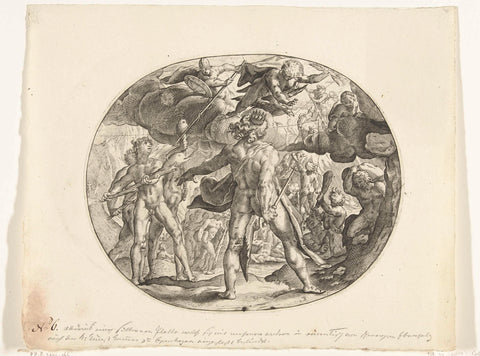 Battle between the Giants and the Olympian gods, anonymous, 1600 - 1650 Canvas Print