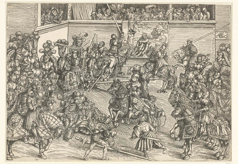 Tournament of the Electorate Court of Saxony with tapestry Simson kills the lion, Lucas Cranach (I), 1509 Canvas Print