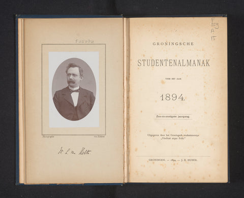 Groningen students almanac for the year 1894, J.B. Huber, 1894 Canvas Print