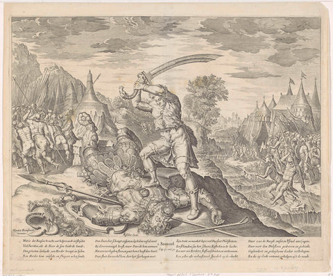David beheads Goliath, anonymous, 1630 - 1702 Canvas Print