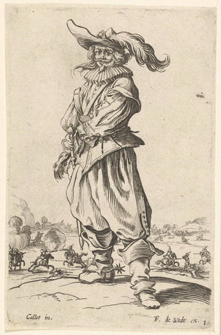 Ruiter met gepluimde hoed, van voren gezien, Jacques Callot, 1630 - 1690 Canvas Print