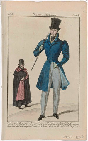 Journal des Dames et des Modes, Costumes Parisiens, 15 December 1826, (2463): Redingote de drap (...), anonymous, 1826 Canvas Print