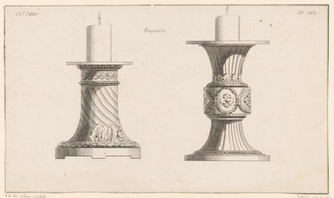 Kandelaars met bladmotieven, Jean Pelletier (possibly), 1772 - 1779 Canvas Print