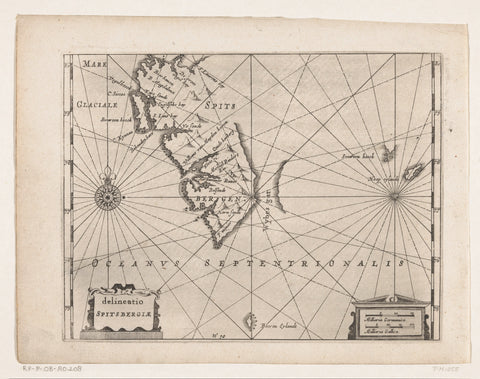 Map of Spitsbergen, 1596, anonymous, 1644 - 1646 Canvas Print