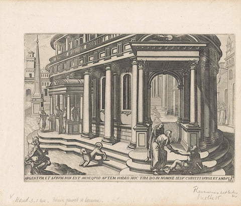 Peter and John heal a paralyzed at the temple gate, Luke of Doetechum, 1643 Canvas Print