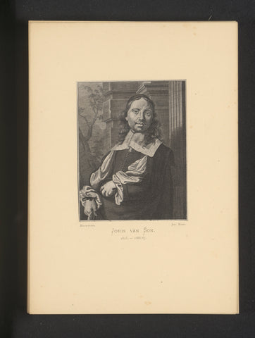 Reproduction of an engraving of a portrait of Joris van Son by Conrad Lauwers, Joseph Maes, c. 1872 - in or before 1877 Canvas Print