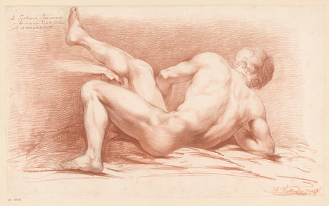 Sitting male nude, seen on the back (3rd prize 1789), Harmanus Jansz. Vinkeles, 1789 Canvas Print