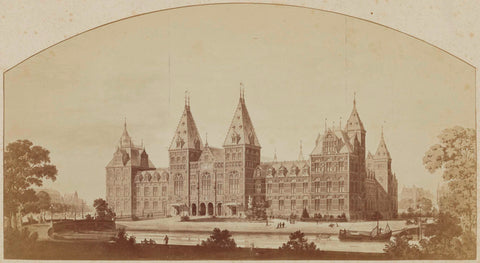 Print of the Main Building with moat in the foreground, c. 1880 - c. 1930 Canvas Print