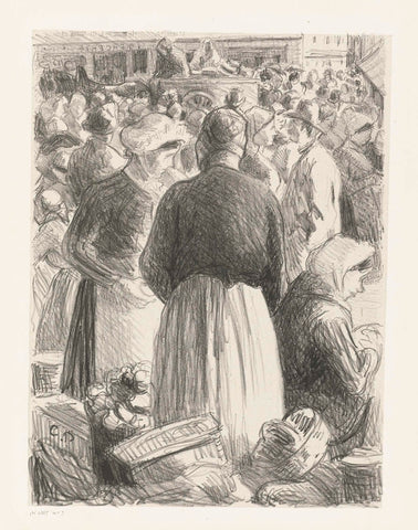 Women with their wares in the market in Pontoise, Camille Jacob Pissarro, 1895 Canvas Print