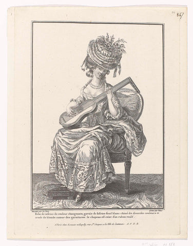 Gallerie des Modes et Costumes Français, 1779, cc 158 : Robe de tafetas (...), Charles Emmanuel Patas, 1779 Canvas Print