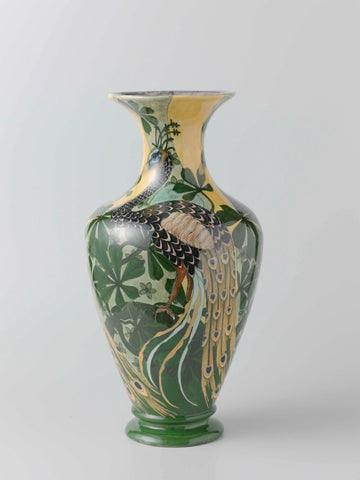 Vase with peacocks and leaves, Firma Wed. N.S.A. Brantjes and Co., 1895 - 1904 Canvas Print