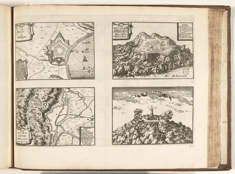 Maps of Rosas, Gerona and other places in Catalonia, 1726, anonymous, 1726 Canvas Print