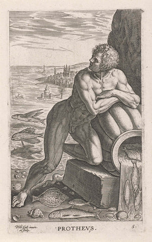 Zeegod Protheus, Philips Galle, 1586 Canvas Print