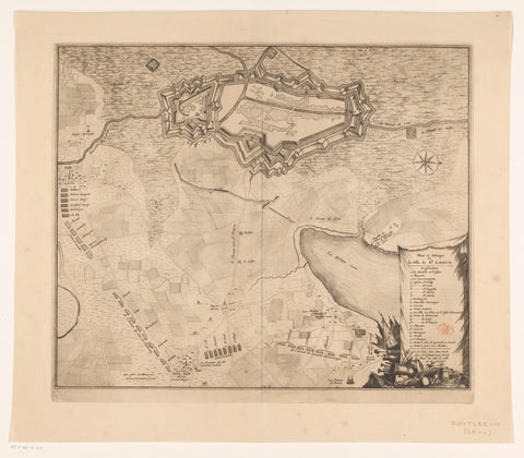 Map of the recapture of Zoutleeuw by the Allies, 1705, anonymous, 1705 - 1717 Canvas Print