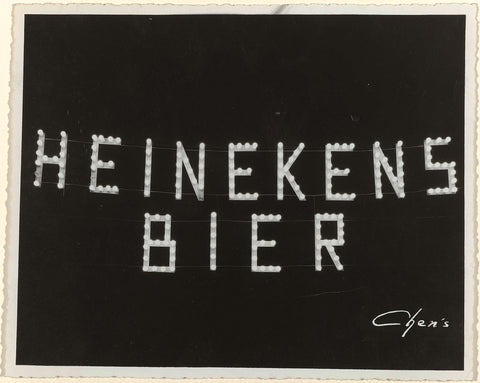 Illuminated advertising for Heinekens Bier in Koetaradja festively illuminated in 1937, Chens Photo Studio, 1937 Canvas Print