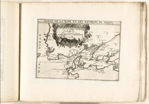 Map of the coast at Brest, c. 1702, anonymous, 1702 - 1703 Canvas Print