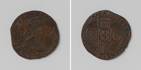 Hope for peace, calculation medal minted in honor of Philip IV, king of Spain, by order of the States of Lille, anonymous, 1634 Canvas Print