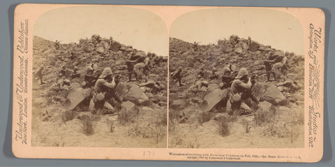 Staged depiction of a battle between the British Army and South African Peasants at Colesberg on 12 February 1900, Underwood and Underwood, 1900 Canvas Print