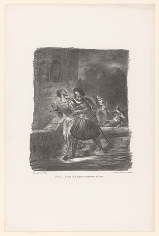 Mephisto en Faust vluchten na het duel, Eugène Delacroix, 1828 Canvas Print