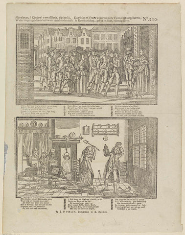 Here you see, ô kinders! you in deterrence, depicted, / Which unregulated the evil household cultivation. / Daar man en vrouw weêrzyds door tweedragt aangedreven, / In dronkenschap, gekyf en slaan, elendig even, Johan Noman, 1806 - 1830 Canvas Print