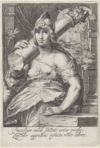 Strength (Fortitudo), Jacob Matham, 1597 Canvas Print