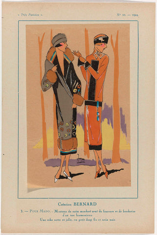 Très Parisien, 1924, No. 10 : Création BERNARD / 3.-Pour Mad (...), anonymous, 1924 Canvas Print