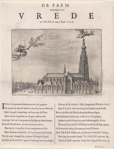 Fame above the Grote Kerk in Breda, Abraham Dircksz. Santvoort, 1648 Canvas Print