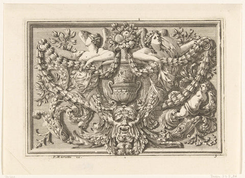 Panel with vase on mask, Jean Lepautre, 1667 Canvas Print