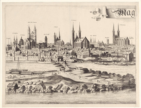 View of Magdeburg, left center page, Jan van de Velde (II), 1688 - 1727 Canvas Print