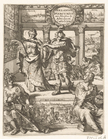 Title page for the Hollandsche Mercurius about the year 1681, Romeyn de Hooghe (attributed to), 1682 Canvas Print