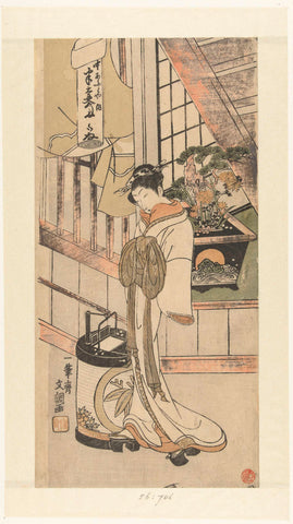 Courtesan Handayu from the Naka-omi house, Ippitsusai Bunchô, 1768 - 1772 Canvas Print