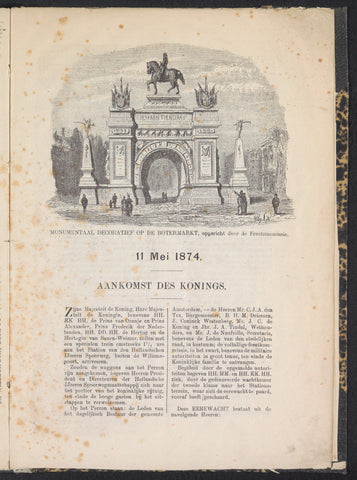 Honorary gate on the Botermarkt, at the 25th anniversary of the inauguration of King William III in Amsterdam, 1874, unknown, 1874 Canvas Print