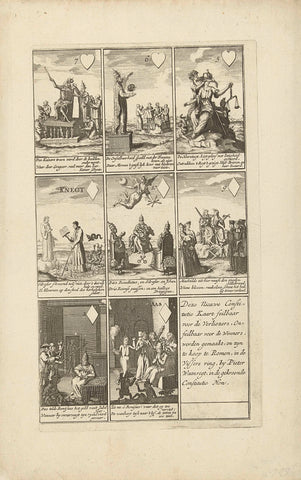 Nine maps with cartoons on the Roman Infallibility, 1724, anonymous, 1724 Canvas Print