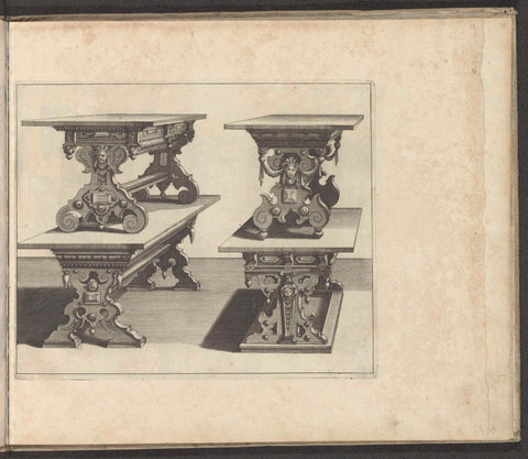 Four tables, stacked, anonymous, 1658 Canvas Print