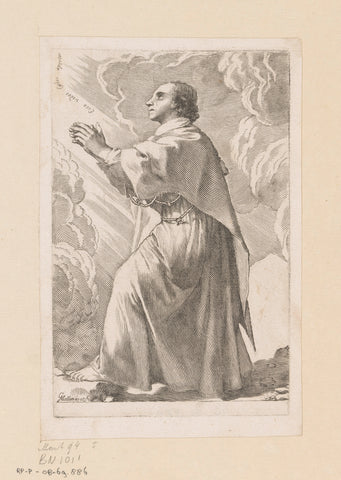 Praying saint, Claude Mellan, 1608 - 1688 Canvas Print