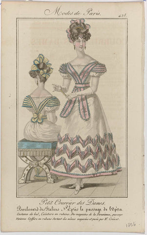 Petit Courrier des Dames, 1826, No. 428 : Costume de bal, Ceinture en rubans (...), anonymous, 1826 Canvas Print