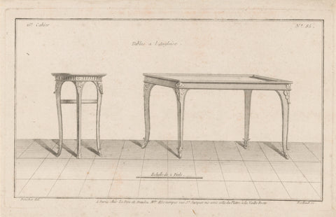 Round and rectangular table, Pierre Gabriel Berthault, 1772 - 1779 Canvas Print