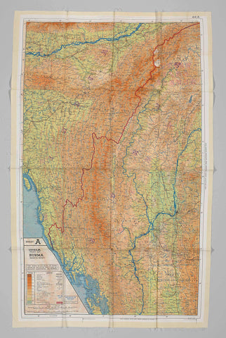 Silk map used as pilot's scarf, anonymous, 1940 - 1945 Canvas Print