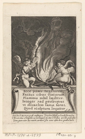 The host in the fire, on either side angels, 4, Boetius Adamsz. Bolswert, 1639 Canvas Print