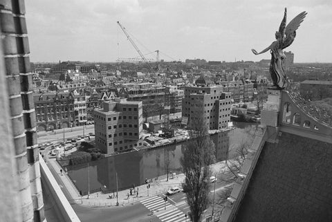 View of the city in a northeasterly direction, in the foreground the statue of Victoria on the roof of the museum, 1979 Canvas Print