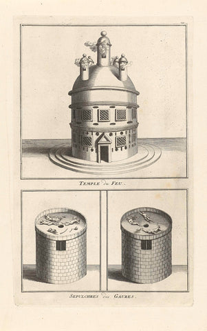 Persian temple and funerary monuments, Bernard Picart (workshop or), 1728 Canvas Print