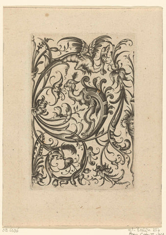 Panel with leaf vines ending in two dragons, Nicasius Rousseel, 1684 Canvas Print