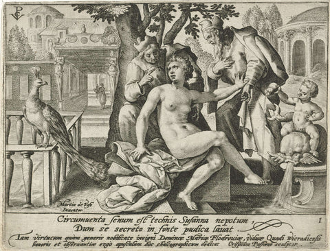 Susanna and the Elders, Crispijn van de Passe (I), 1574 - 1637 Canvas Print