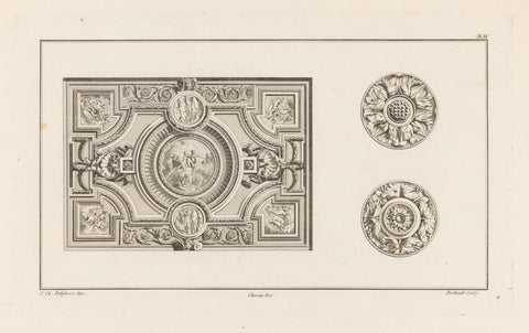 Ceiling and rosettes, Berthault, Jacques-François Chéreau, 1771 Canvas Print