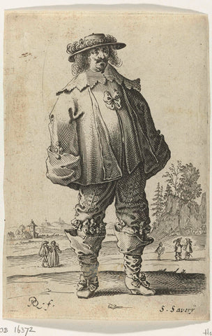 Man in modieuze kleding, Pieter Jansz Quast, 1625 - 1647 Canvas Print