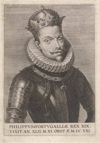 Portrait of King Philip III of Spain, king of Portugal, Cornelis Galle (I), in or after 1621 Canvas Print