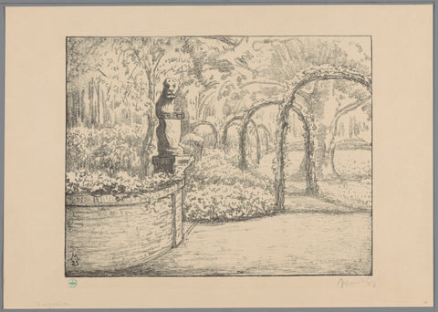 Garden with rose arches on the Zorgvliet estate, Simon Moulijn, 1925 Canvas Print